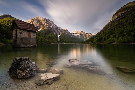 Predil lake in the Julian Alps, Tarvisio, Friuli Venezia Giulia, Italy, Europe